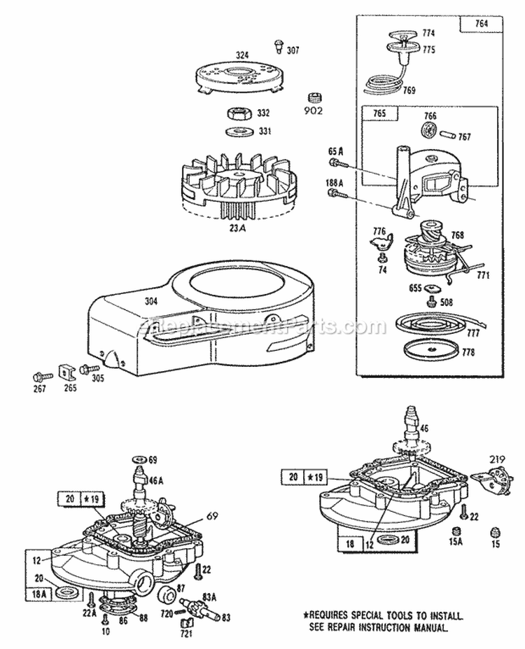 Sump BasesVertical Pull Diagram and Parts List for 114702-0174-01  Briggs and Stratton Engine